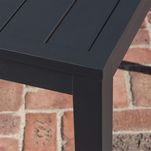 Hanover - Naples 5pc: 4 Aluminum Sling Folding Chairs, 38" Square Slat Top Table - Gray/Gray-United Backyard