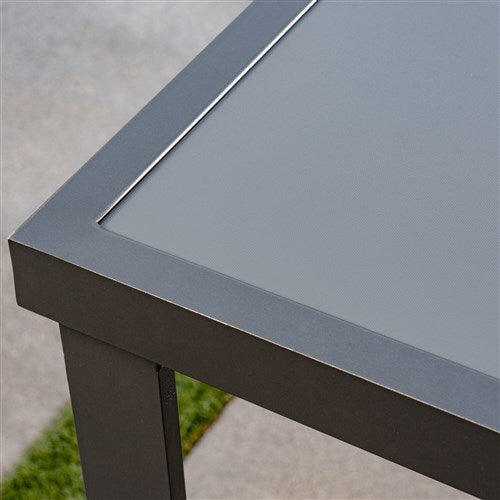 Hanover - Naples 5pc Bar Set: 4 Sling Bar Chairs and Glass Bar Table - White/Gray-United Backyard