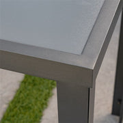 Hanover - Naples 5pc Bar Set: 4 Sling Bar Chairs and Glass Bar Table - White/Gray-United Backyard