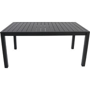 Hanover - Naples 7pc: 6 Aluminum Sling Chairs, 63x35" Aluminum Slat Table - White/Gray-United Backyard