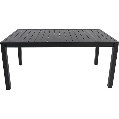 Hanover - Naples 7pc: 6 Aluminum Sling Chairs, 63x35" Aluminum Slat Table - White/Gray-United Backyard