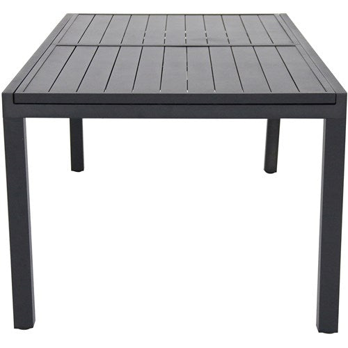 Hanover - Naples 7pc: 6 High Back Padded Sling Chairs, Aluminum Extension Table - Gray/Gray-United Backyard