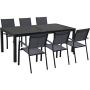 Hanover - Naples 7pc Dining Set: 6 Sling Back Chairs, 1 Aluminum Table - Aluminum-United Backyard