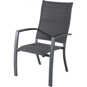 Hanover - Naples 9pc: 8 High Back Padded Sling Chairs, Aluminum Extension Table - Gray/Gray-United Backyard