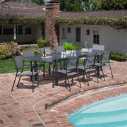 Hanover - Naples 9pc Dining Set: 8 Sling Back Chairs, 1 Aluminum Table - Aluminum-United Backyard