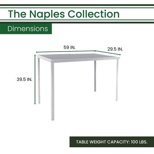 Hanover - Naples Aluminum Glass Bar Table - White/Grey-United Backyard