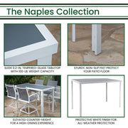 Hanover - Naples Aluminum Glass Bar Table - White/Grey-United Backyard