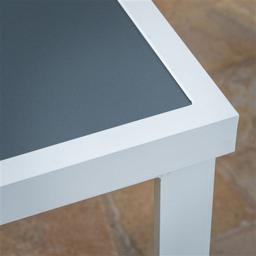 Hanover - Naples Aluminum Glass Bar Table - White/Grey-United Backyard