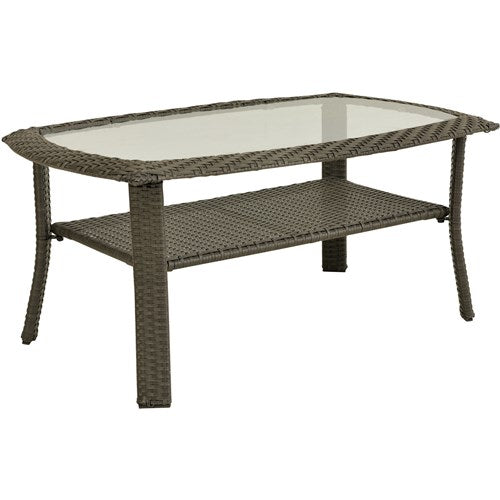 Hanover - Newport Woven Coffee Table with Glass Top - Brown/Glass-United Backyard