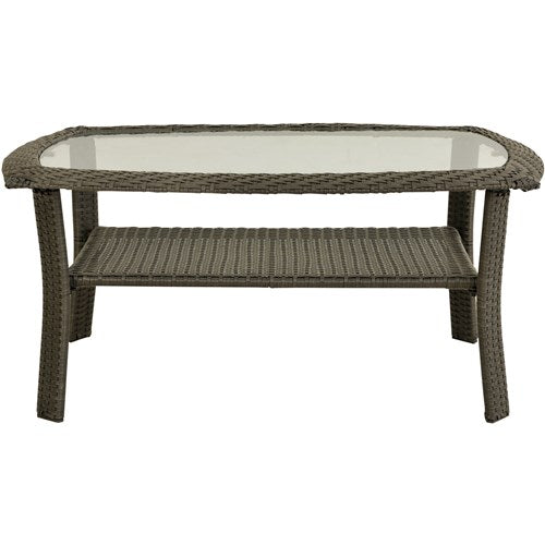 Hanover - Newport Woven Coffee Table with Glass Top - Brown/Glass-United Backyard