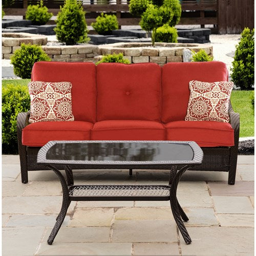 Hanover - Orleans 2pc Seating Set: Sofa and Coffee Table - Brown/Berry-United Backyard