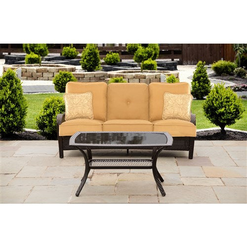 Hanover - Orleans 2pc Seating Set: Sofa and Coffee Table - Brown/Tan-United Backyard