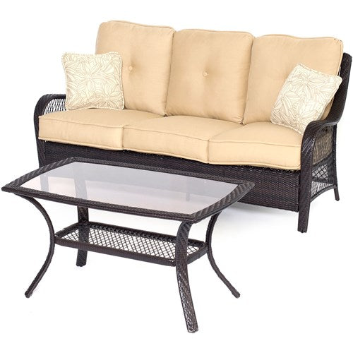 Hanover - Orleans 2pc Seating Set: Sofa and Coffee Table - Brown/Tan-United Backyard