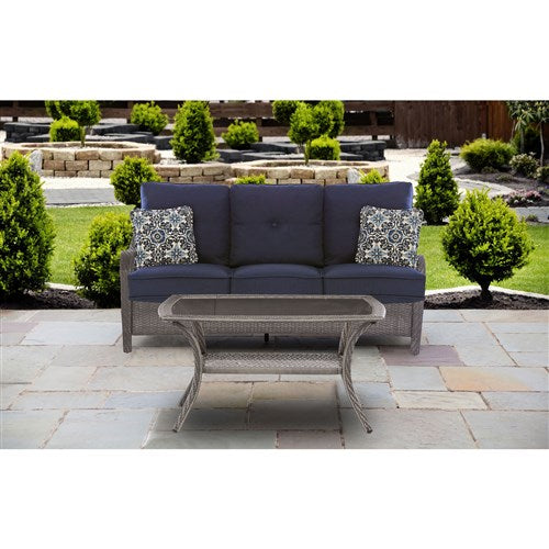 Hanover - Orleans 2pc Seating Set: Sofa and Coffee Table - Gray/Navy-United Backyard