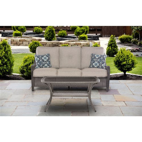 Hanover - Orleans 2pc Seating Set: Sofa and Coffee Table - Gray/Silver-United Backyard