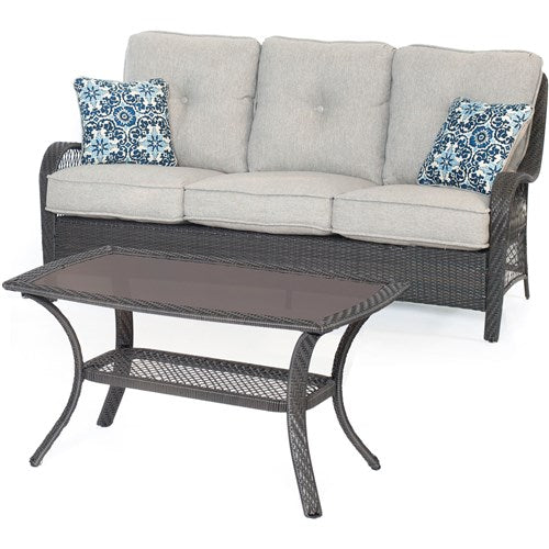 Hanover - Orleans 2pc Seating Set: Sofa and Coffee Table - Gray/Silver-United Backyard