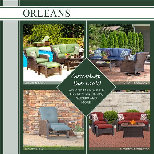 Hanover - Orleans 3pc Seating Set: 2 Swivel Gliders, 1 Side Table - Gray/Navy-United Backyard