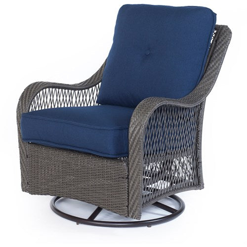 Hanover - Orleans 3pc Seating Set: 2 Swivel Gliders, 1 Side Table - Gray/Navy-United Backyard