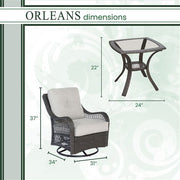 Hanover - Orleans 3pc Seating Set: 2 Swivel Gliders, 1 Side Table - Gray/Silver-United Backyard