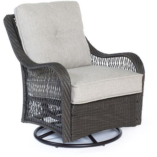 Hanover - Orleans 3pc Seating Set: 2 Swivel Gliders, 1 Side Table - Gray/Silver-United Backyard