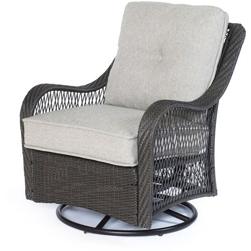 Hanover - Orleans 3pc Seating Set: 2 Swivel Gliders, 1 Side Table - Gray/Silver-United Backyard