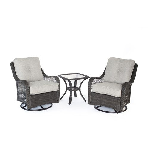 Hanover - Orleans 3pc Seating Set: 2 Swivel Gliders, 1 Side Table - Gray/Silver-United Backyard