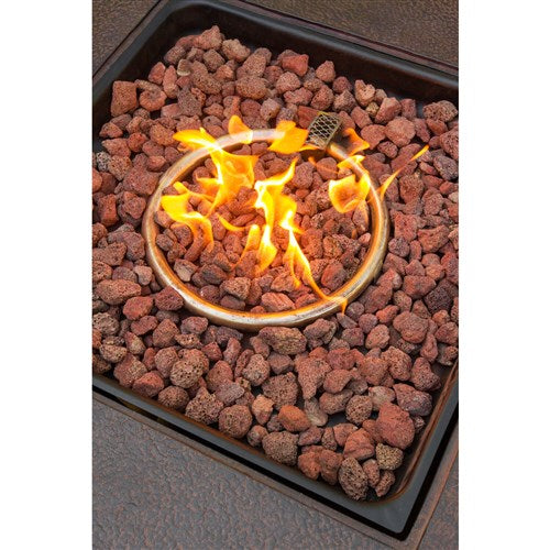 Hanover - Orleans 4pc Fire Pit: Sofa, 2 Swivel Gliders, and Durastone Fire Pit - Berry/Bronze-United Backyard