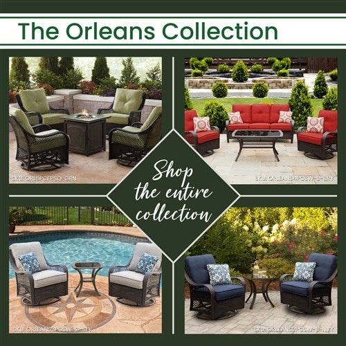 Hanover - Orleans 4pc Seating Set: 2 Swivel Gliders, Sofa, Coffee Table - Gray/Navy-United Backyard