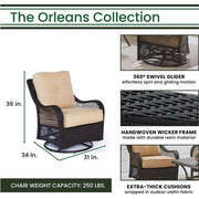 Hanover - Orleans 5pc Fire Pit: 4 Swivel Gliders, Square KD Fire Pit w/Tile - Tan/Tile-United Backyard