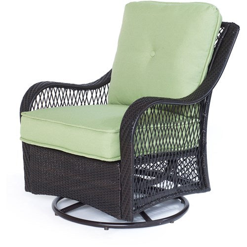 Hanover - Orleans FP Seating Set: 2 Swivel Gliders, Sofa, FP Comfortable w/Porcelain Tile - Brown/Green-United Backyard