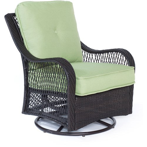 Hanover - Orleans FP Seating Set: 2 Swivel Gliders, Sofa, FP Comfortable w/WoodGrain Tile - Brown/Green-United Backyard