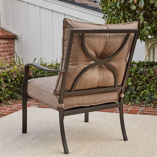 Hanover - Palm Bay 4pc Steel Seating Set: Loveseat, 2 Side Chairs, Coffee Table - Steel/Tan-United Backyard