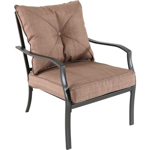 Hanover - Palm Bay 4pc Steel Seating Set: Loveseat, 2 Side Chairs, Coffee Table - Steel/Tan-United Backyard