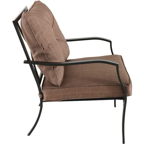 Hanover - Palm Bay 4pc Steel Seating Set: Loveseat, 2 Side Chairs, Coffee Table - Steel/Tan-United Backyard