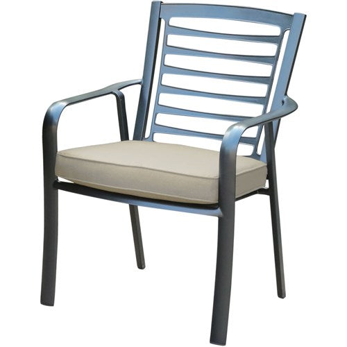 Hanover - Pemberton 3pc: 2 Alum Dining Chairs w/ Cushion and 1 30" Square Slat Table - Cast Ash/Gunmetal-United Backyard