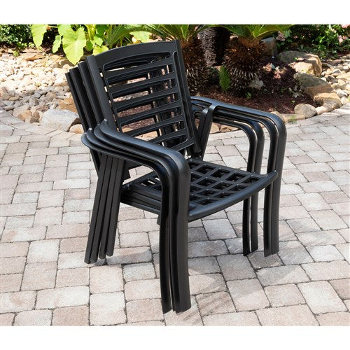 Hanover - Pemberton 5pc: 4 Alum Dining Chairs w/ Cushion and 1 38" Sq Glass Table- Cast Ash/Gunmetal-United Backyard