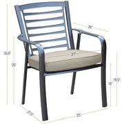 Hanover - Pemberton 5pc: 4 Alum Dining Chairs w/ Cushion and 1 38" Sq Slat Table - Cast Ash/Gunmetal-United Backyard