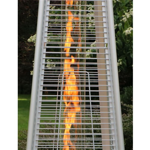 Hanover - Pyramid Flame Glass patio heater, 7' tall, propane, 42,000 BTU - Stainless Steel-United Backyard