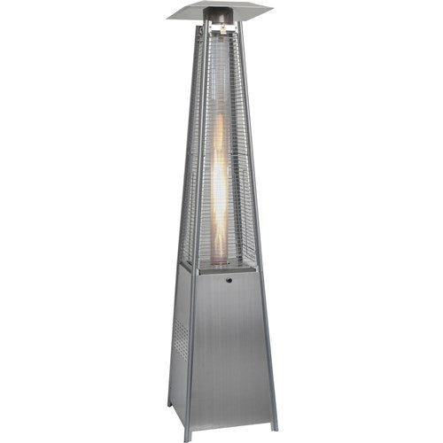 Hanover - Pyramid Flame Glass patio heater, 7' tall, propane, 42,000 BTU - Stainless Steel-United Backyard