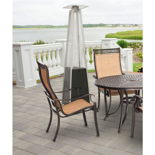 Hanover - Pyramid Flame Glass patio heater, 7' tall, propane, 42,000 BTU with Cover - Black-United Backyard