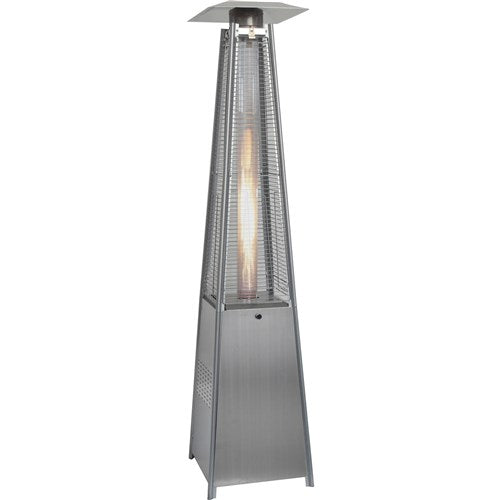 Hanover - Pyramid Patio Heater, 7' Tall, Propane Flame Glass, 42,000 BTU - Stainless-United Backyard