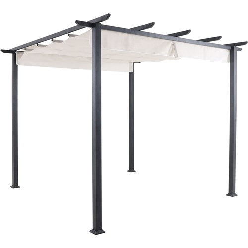 Hanover - Reed 7.6'x9.9'Aluminum and Steel Pergola - White/Gray-United Backyard