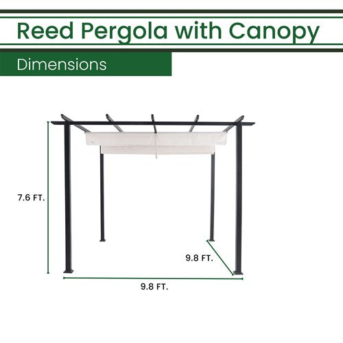 Hanover - Reed 7.6'x9.9'Aluminum and Steel Pergola - White/Gray-United Backyard