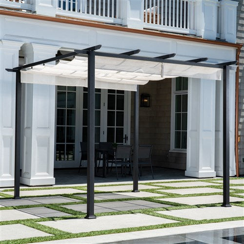 Hanover - Reed 7.6'x9.9'Aluminum and Steel Pergola - White/Gray-United Backyard