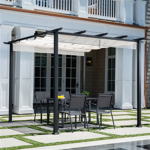 Hanover - Reed 7.6'x9.9'Aluminum and Steel Pergola - White/Gray-United Backyard