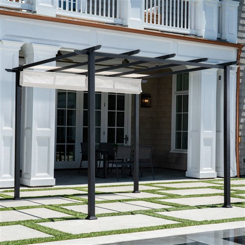 Hanover - Reed 7.6'x9.9'Aluminum and Steel Pergola - White/Gray-United Backyard