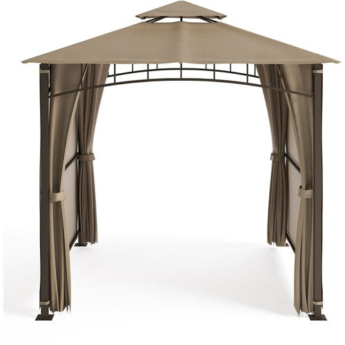 Hanover - Sahara 9.8'x9.8' Steel Soft Top Gazebo with Pop Out - Tan/Brown-United Backyard