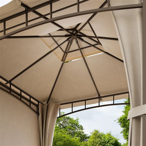 Hanover - Sahara 9.8'x9.8' Steel Soft Top Gazebo with Pop Out - Tan/Brown-United Backyard