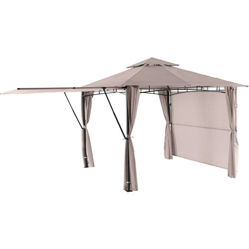 Hanover - Sahara 9.8'x9.8' Steel Soft Top Gazebo with Pop Out - Tan/Brown-United Backyard