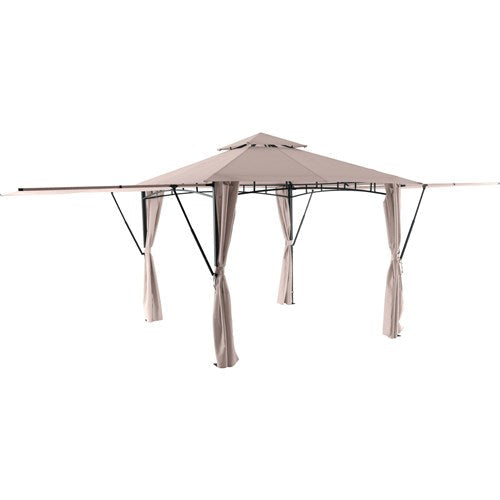 Hanover - Sahara 9.8'x9.8' Steel Soft Top Gazebo with Pop Out - Tan/Brown-United Backyard